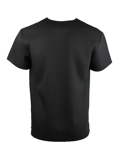 Men's Scrubs Top, Reinforced Chest Pocket & Hem, Stretch V-Neck Work Shirt, Moisture-Wicking & Anti-Wrinkle