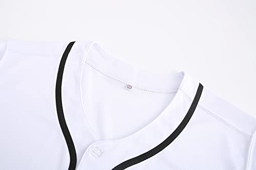 Mens Button Down Plain Baseball Jersey, Blank Softball Team Uniform, Hip Hop Hipster Short Sleeve Active Shirts