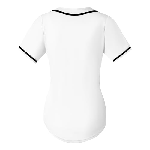 Women Baseball Jersey Softball Shirt Button Down Short Sleeve T-Shirts V-Neck Tops Hip Hop Sports Clothes