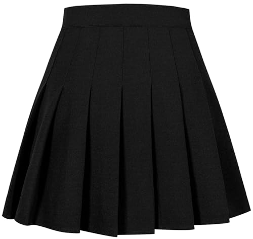 Women Girls Pleated Skirts with Shorts, Elastic Waist Uniform Plus Size Tennis Casual Skirt, 2 Years - US 4XL