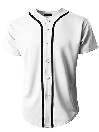 Made in USA Mens Premium Button Down Baseball Jersey Team Uniform Hip Hop Urban Tee Shirt