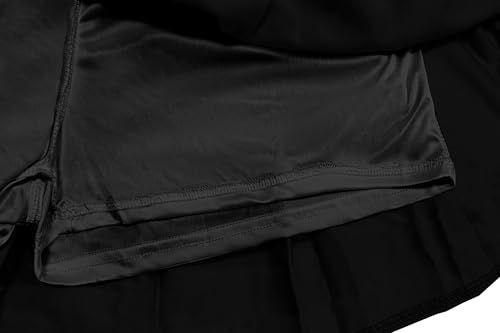 Women Girls Pleated Skirts with Shorts, Elastic Waist Uniform Plus Size Tennis Casual Skirt, 2 Years - US 4XL