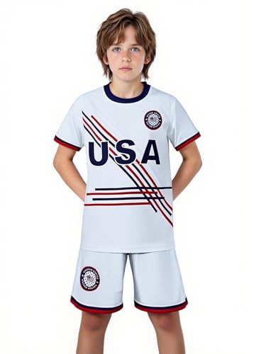 Kids Soccer Jersey Kit Boys Girls Youth Soccer Shirt Shorts Set Team Sports Training Uniform Gift