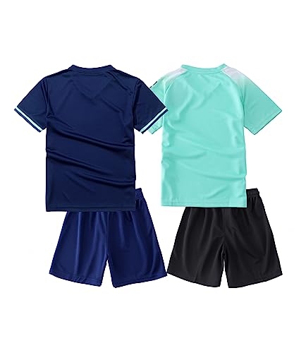 Boys 2-Pack Jersey Soccer Knit Set Sport Team Uniform Shirt and Shorts