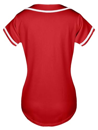 Womens Baseball Jersey Button Down Softball Jersey Short Sleeve Tee Hip Hop Shirt Active Team Sports Uniforms