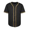 Blank Jersey Plain Hipster Hip Hop for Men Button-Down Baseball Jersey Short Sleeve Shirt