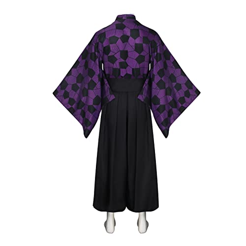 Anime Demon Kokushibou Cosplay Costume Kimono Outfits Uniform Set for Men Boys Halloween Party