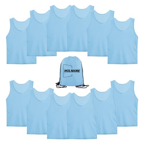 Scrimmage Team Practice Vests Sports Pinnies Soccer Training Basketball Nylon Mesh Jerseys for Child & Adult(12 Pack)