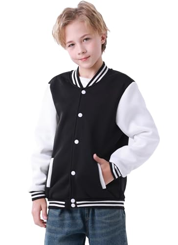 Kids Baseball Jacket Varsity Style Casual Fit Sport Boys Girls Team Uniforms Cardigan Sweatshirt