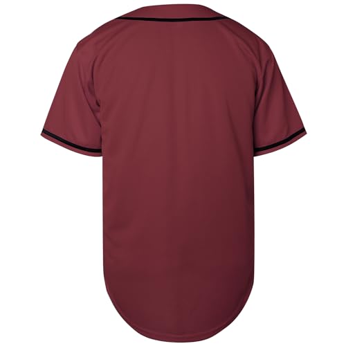 Blank Baseball Jersey, Short Sleeve Plain Jersey Shirt Sports Hip Hop for Men Women(X-Large, Claret)