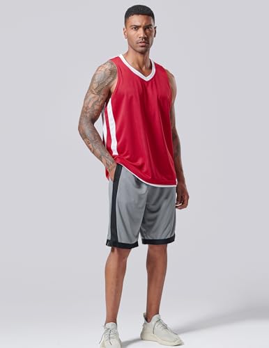 Reversible Men's Mesh Athletic Basketball Jersey Single for Team Scrimmage