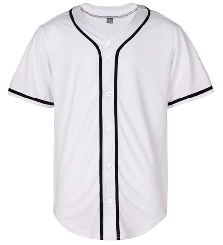 Mens Baseball Jersey Button Down Blank Solid Color Short Sleeve Shirts Hipster Hip Hop Active Team Sports Uniforms