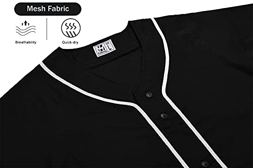 Black Custom Baseball Jersey for Men Full Button Mesh Embroidered Team Name & Numbers S-8XL