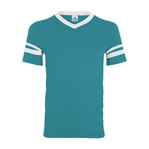 31FULRqMzhL.jpg Men's X-Large Sleeve Stripe Jersey, Teal/White