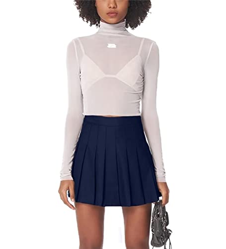 31HWJa460vL.jpg Pleated Mini Skirt High Waisted Tennis Skirts Skorts for Women Girls School Uniform Dress Cheer Skirt with Shorts,2T-4XL