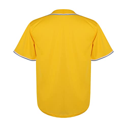 Youth Baseball Jersey Kids Button Down Short Sleeve Solid Color T-Shirt for School, PE, League Team Uniform