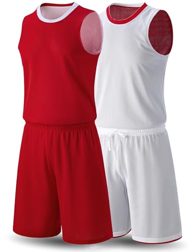 1 Set of Men's Reversible Basketball Jersey and Shorts, Double-Sided Custom Athletic Uniforms for Team Sports Practice