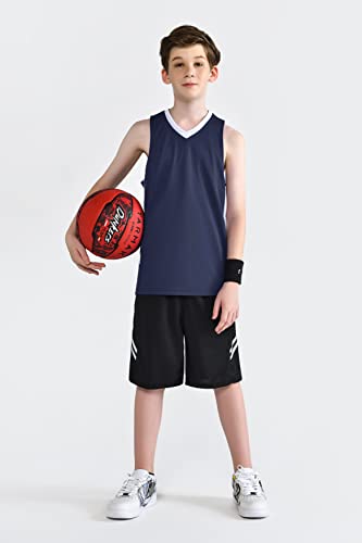 Youth Boys Reversible Mesh Performance Athletic Basketball Jerseys Blank Team Uniforms for Sports Scrimmage