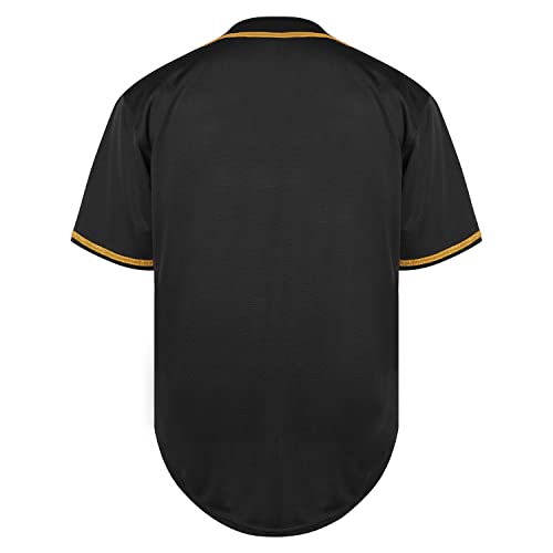 Blank Jersey Plain Hipster Hip Hop for Men Button-Down Baseball Jersey Short Sleeve Shirt