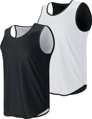 Men's Lightweight Reversible Rec Tanks, Mesh Basketball Jerseys Athletic Quick Dry Shirts Team Scrimmage Uniforms
