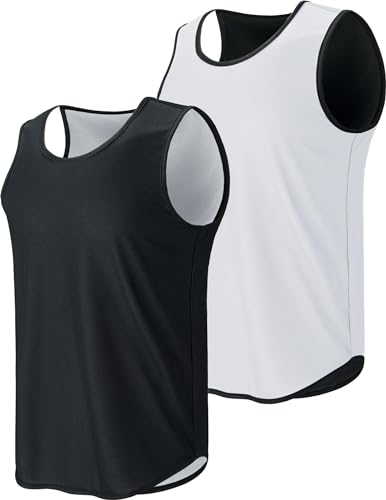 Men's Lightweight Reversible Rec Tanks, Mesh Basketball Jerseys Athletic Quick Dry Shirts Team Scrimmage Uniforms