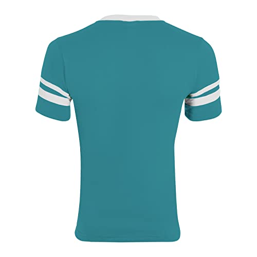 Men's X-Large Sleeve Stripe Jersey, Teal/White