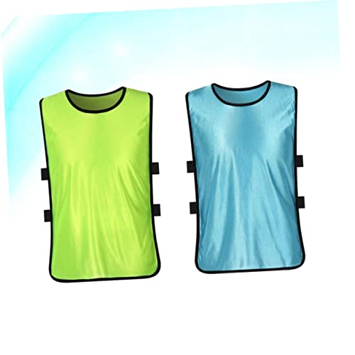 12PCS Adult Football Basketball Training Vests Xl Fluorescent Blue Mesh Sleeveless Shirts for Summer Sports Practice Lightweight