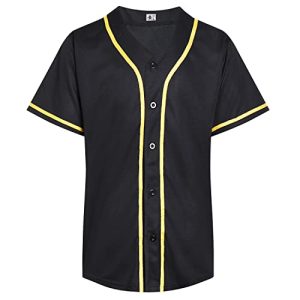 DEHANER Plain Blank Baseball Jerseys for Men Women Adult Hip Hop Hipster Button Down Shirts Sports Uniforms Outfits