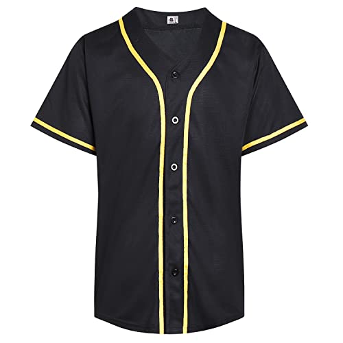 DEHANER Plain Blank Baseball Jerseys for Men Women Adult Hip Hop Hipster Button Down Shirts Sports Uniforms Outfits