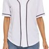 Women Baseball Jersey Softball Shirt Button Down Short Sleeve T-Shirts V-Neck Tops Hip Hop Sports Clothes