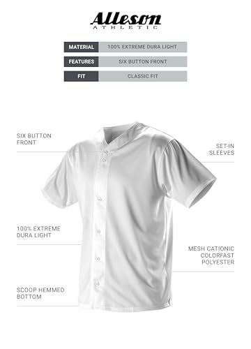 Boys' Full Button Baseball Jersey – Comfortable, Classic Fit, and Moisture-Wicking Technology