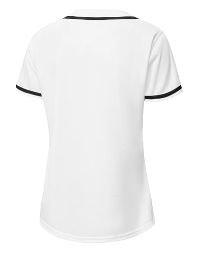 Womens Button Down Baseball Jersey, Blank Softball Team Uniform, Hip Hop Hipster Short Sleeve Active Shirts