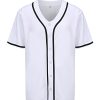 Mens Button Down Plain Baseball Jersey, Blank Softball Team Uniform, Hip Hop Hipster Short Sleeve Active Shirts