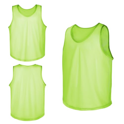 12-Pack Scrimmage Vests, Kids & Adult Practice Jerseys, Breathable Mesh Pinnies for Basketball, Soccer & Sports