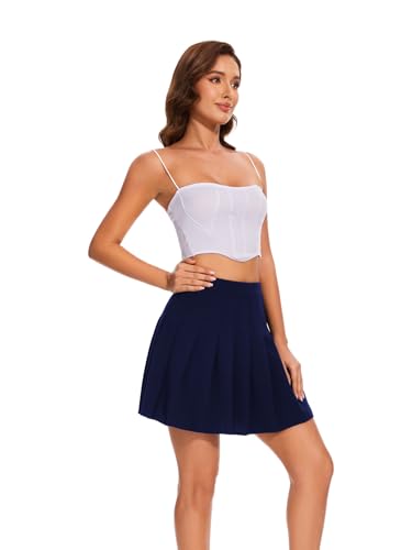 Stretchy Short Pleated Skirts for Women Cheerleader Uniform High Waist A-line Mini Skirt