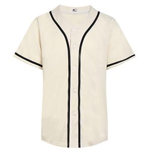 DEHANER Plain Blank Baseball Jerseys for Men Women Adult Hip Hop Hipster Button Down Shirts Sports Uniforms Outfits