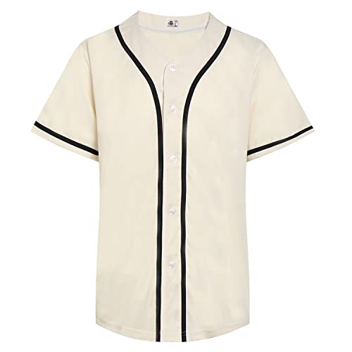 DEHANER Plain Blank Baseball Jerseys for Men Women Adult Hip Hop Hipster Button Down Shirts Sports Uniforms Outfits