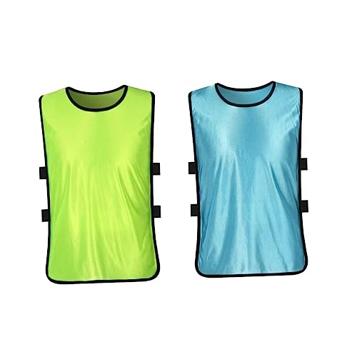 12PCS Adult Football Basketball Training Vests Xl Fluorescent Blue Mesh Sleeveless Shirts for Summer Sports Practice Lightweight