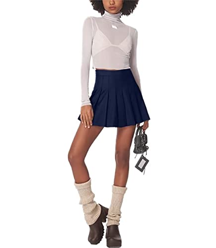 31VwCJWusL.jpg Pleated Mini Skirt High Waisted Tennis Skirts Skorts for Women Girls School Uniform Dress Cheer Skirt with Shorts,2T-4XL