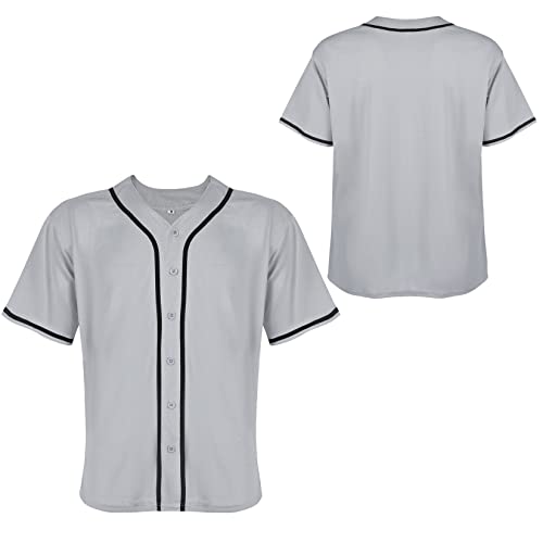 Mens Baseball Jersey Blank Plain Button Down Shirts Short Sleeve Hip Hop Hipster Active Team Sports Uniforms S-XXXL