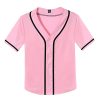 Women's Baseball Jerseys Blank Button Down V-Neck Softball Team Uniform Fashion Simple Wide Stripe Short Sleeve