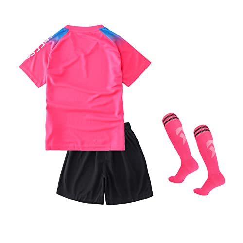 Kids Soccer Jersey Set with Socks for Boys Girls Uniform Athletic Jersey Sportswear Kit