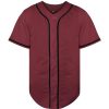 Blank Baseball Jersey, Short Sleeve Plain Jersey Shirt Sports Hip Hop for Men Women(X-Large, Claret)