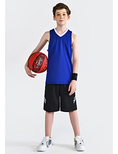 10 Pack Youth Boys Reversible Mesh Performance Athletic Basketball Jerseys Blank Team Uniforms for Sports Scrimmage Bulk