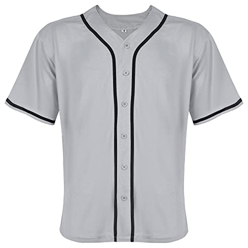 Mens Baseball Jersey Blank Plain Button Down Shirts Short Sleeve Hip Hop Hipster Active Team Sports Uniforms S-XXXL