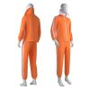 Adult Men Orange Tracksuit Uniform Sports Suit Zipper Jacket Top Sportswear with Glasses Wig