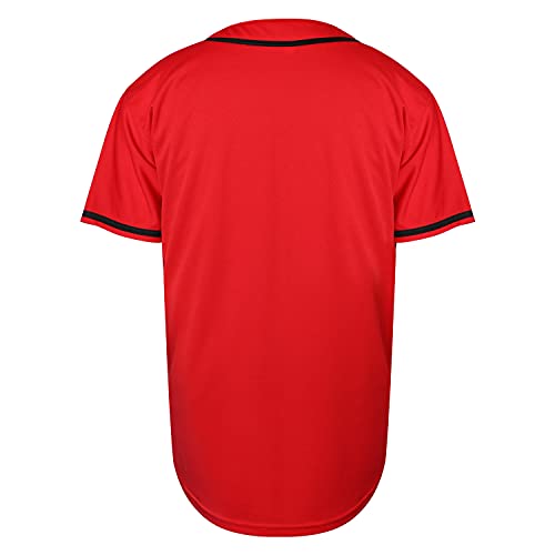 Mens Blank Plain Baseball Jersey Button Down Shirts Sports Hip Hop Hipster Jersey S-3XL Black White Grey Red Blue