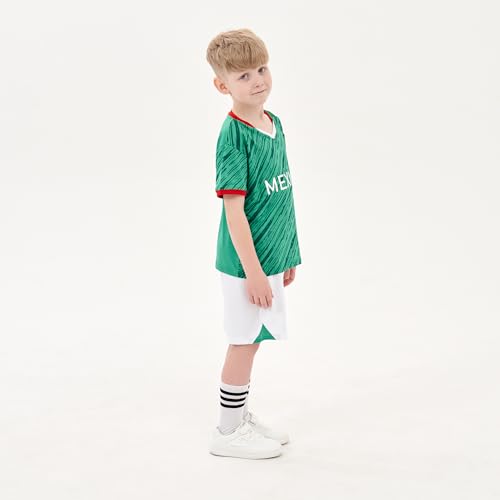 Kids Soccer Training Jerseys 2-14Y, Boys & Girls Practice Outfits with National Team Colors, Moisture-Wicking
