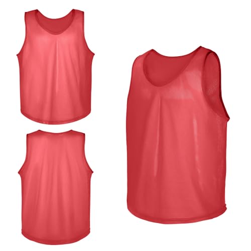 12-Pack Numbered Pinnies 1-6, Kids & Adult Scrimmage Vests, Mesh Practice Jerseys for Basketball, Soccer & Sports