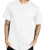 Mens Premium Baseball Button Down Jersey Shirt Short Sleeve Athletic Sports Tee